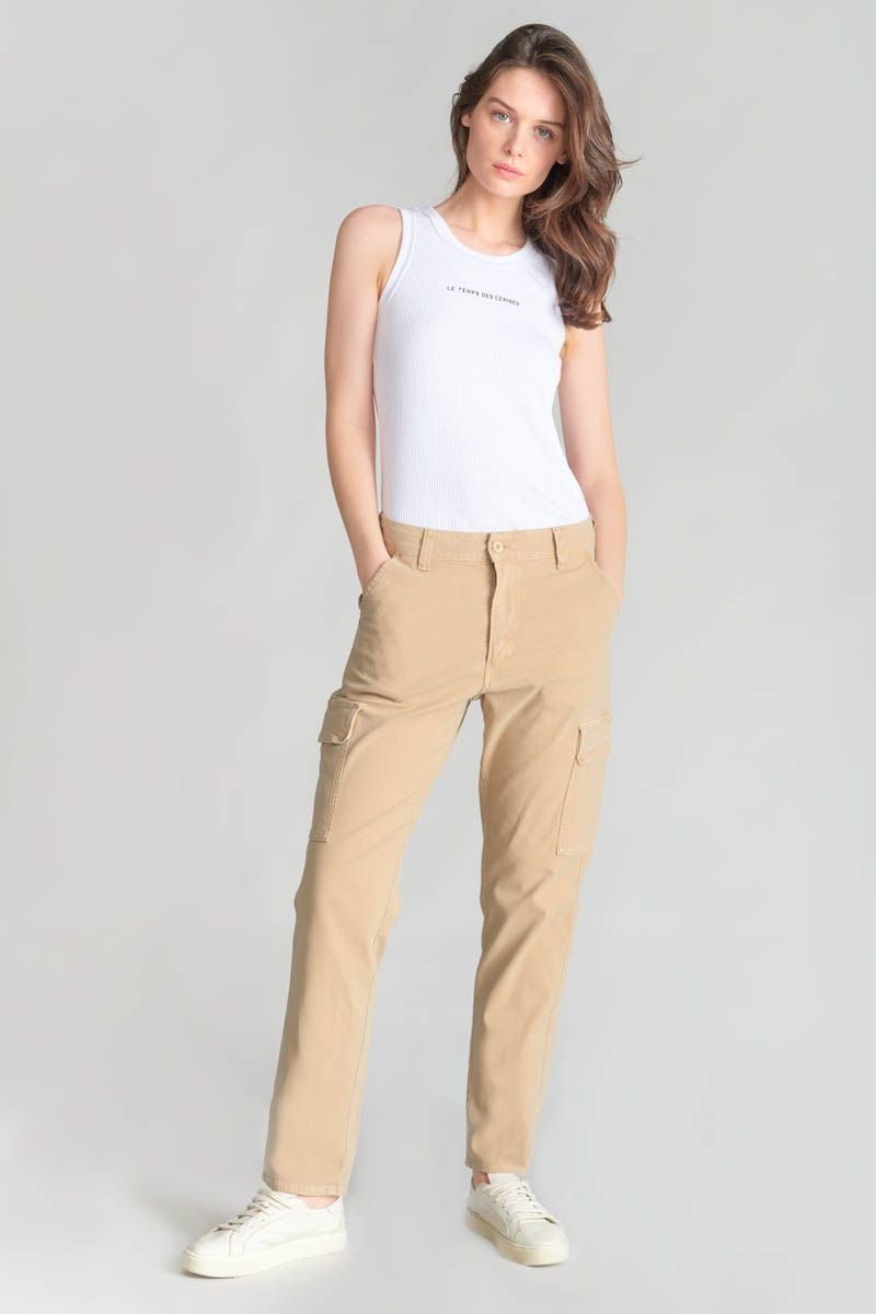 le temps des cerises Pantalon cargo Castellas beige