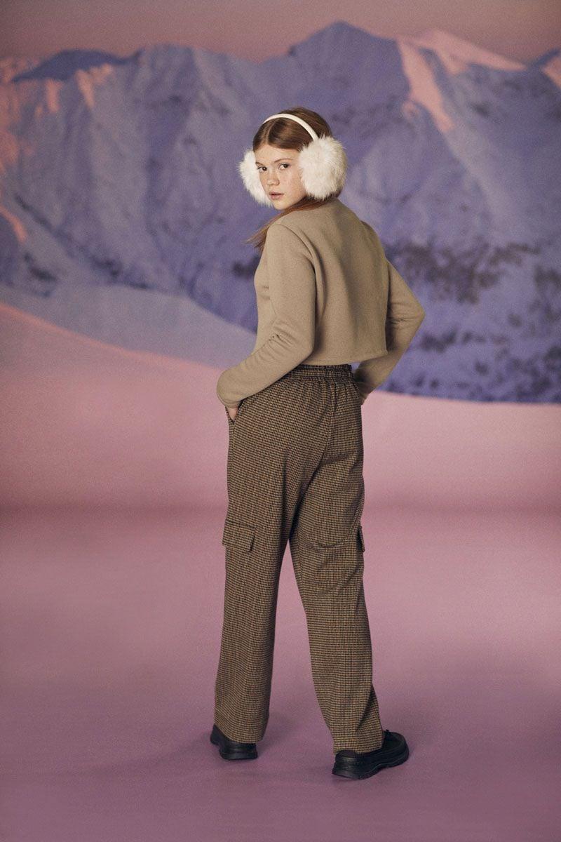 Le Temps Des Cerises Pantalon Cargo Ruzenagi à Motif Pied De Poule