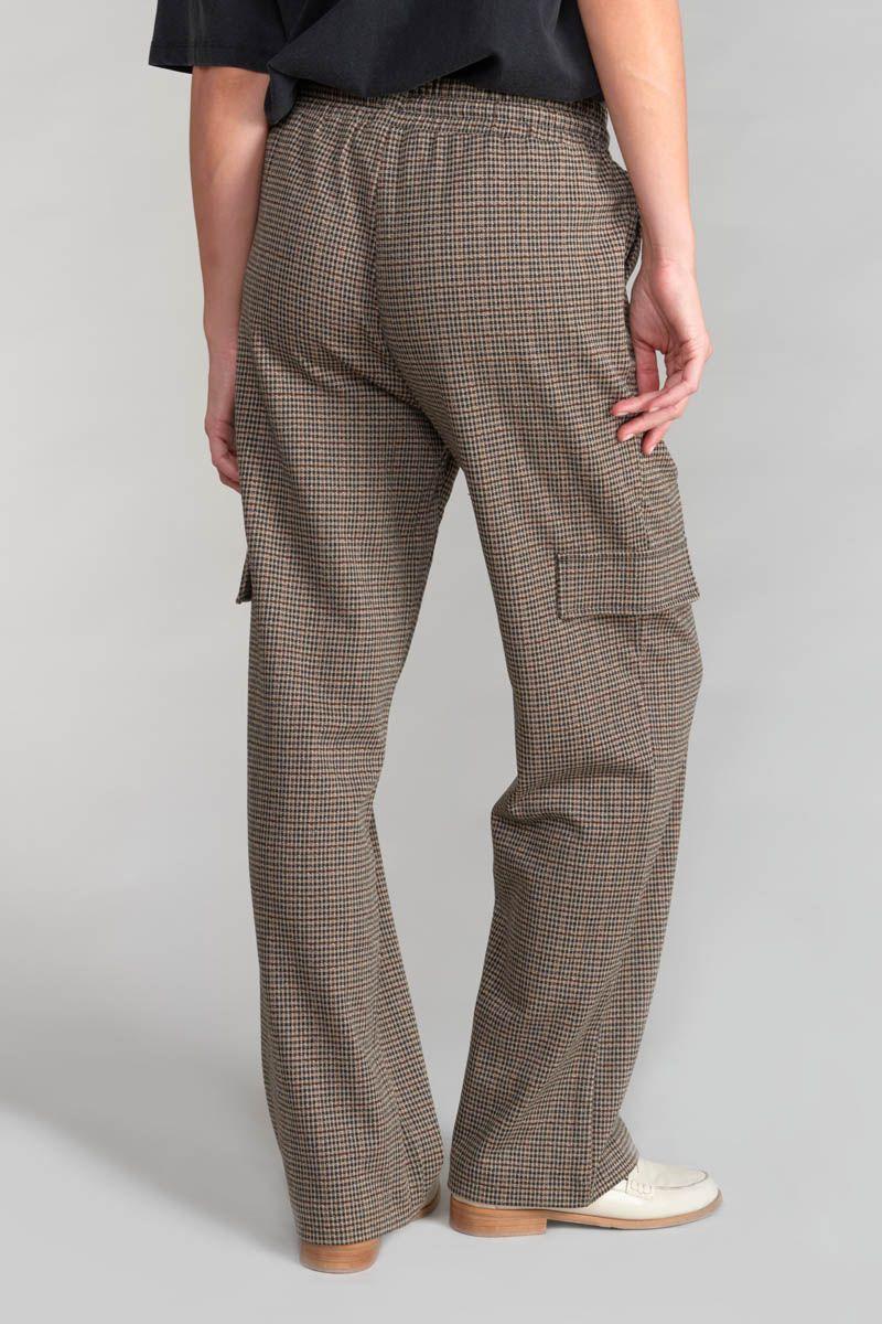Le Temps Des Cerises Pantalon Cargo Ruzenagi à Motif Pied De Poule