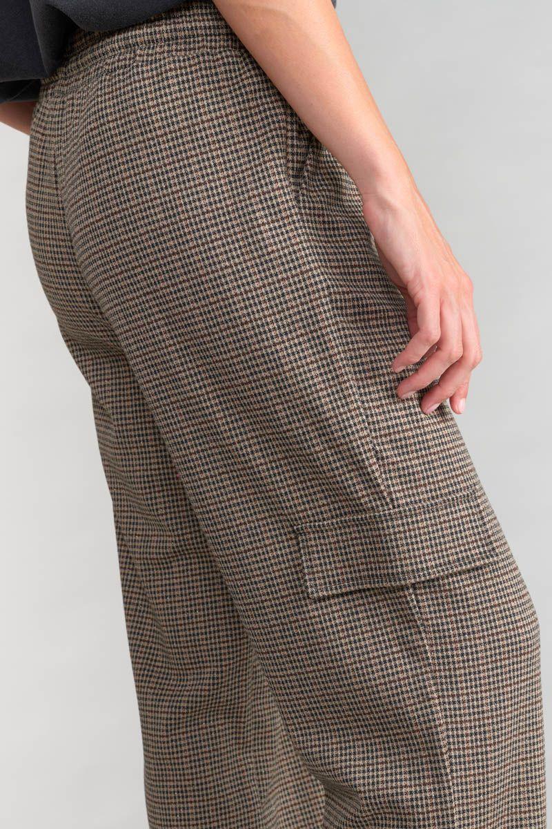 Le Temps Des Cerises Pantalon Cargo Ruzenagi à Motif Pied De Poule