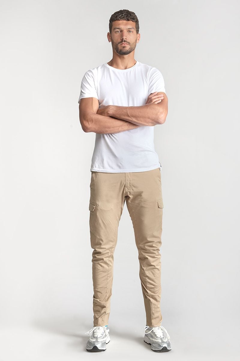 le temps des cerises Pantalon cargo Velaux beige sable