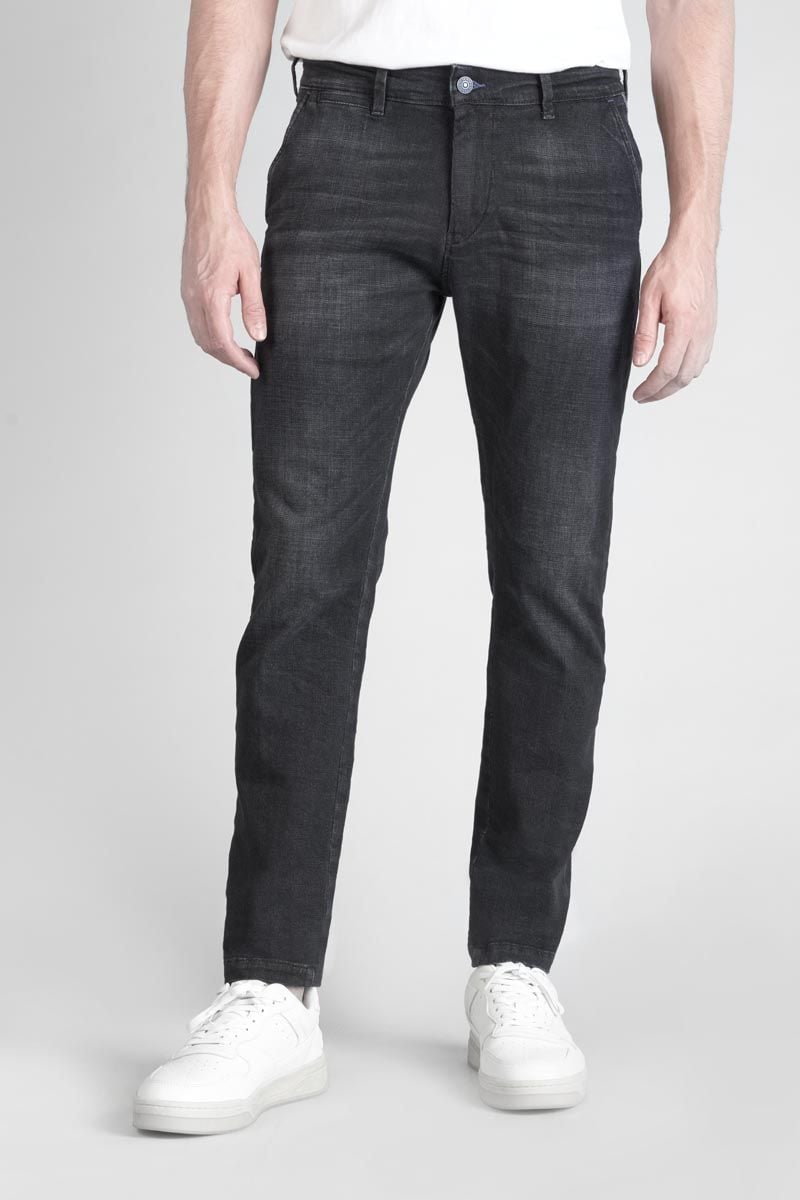 le temps des cerises Pantalon chino Dejean en jeans noir délavé