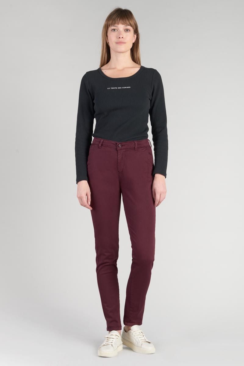 le temps des cerises Pantalon chino Dyli4 lie de vin