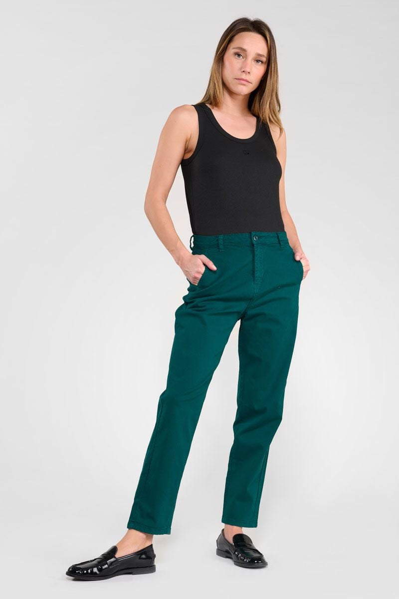 le temps des cerises Pantalon chino Erle bleu canard