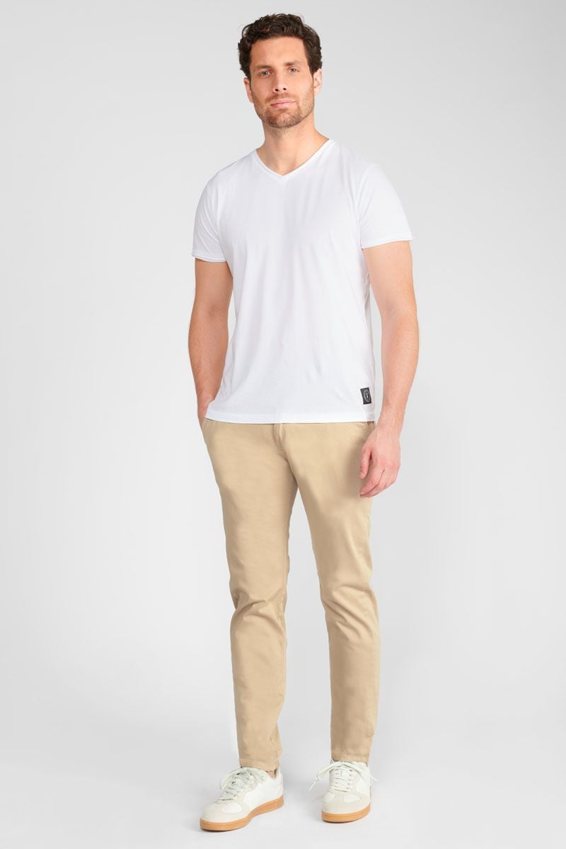 Le Temps Des Cerises Pantalon Chino Large Cesar Beige Sable