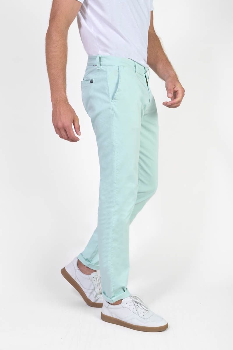 Le Temps Des Cerises Pantalon Chino Large Cesar Bleu Turquoise