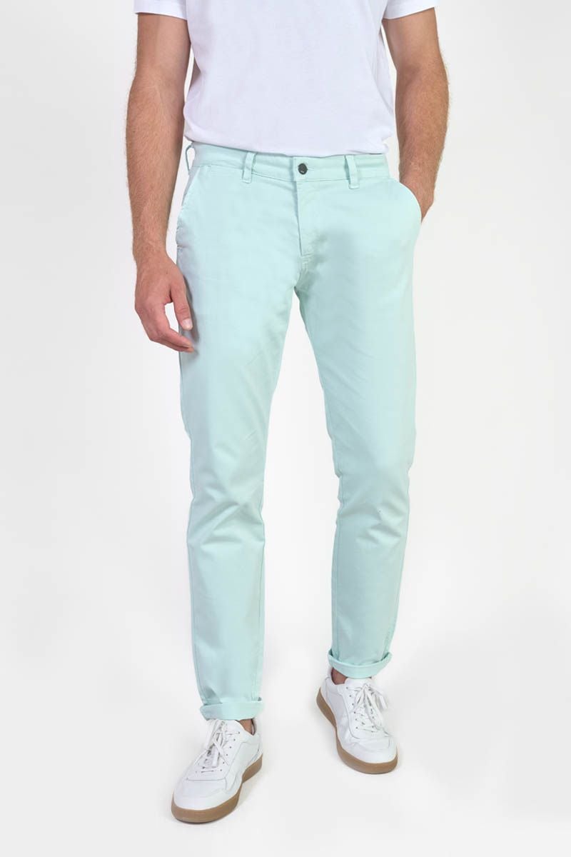 le temps des cerises Pantalon chino large Cesar bleu turquoise