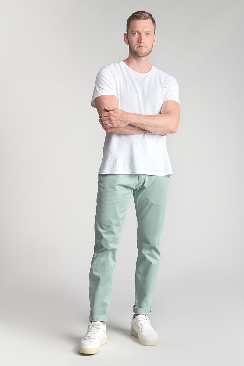 Le Temps Des Cerises Pantalon Chino Large Cesar Vert D'eau