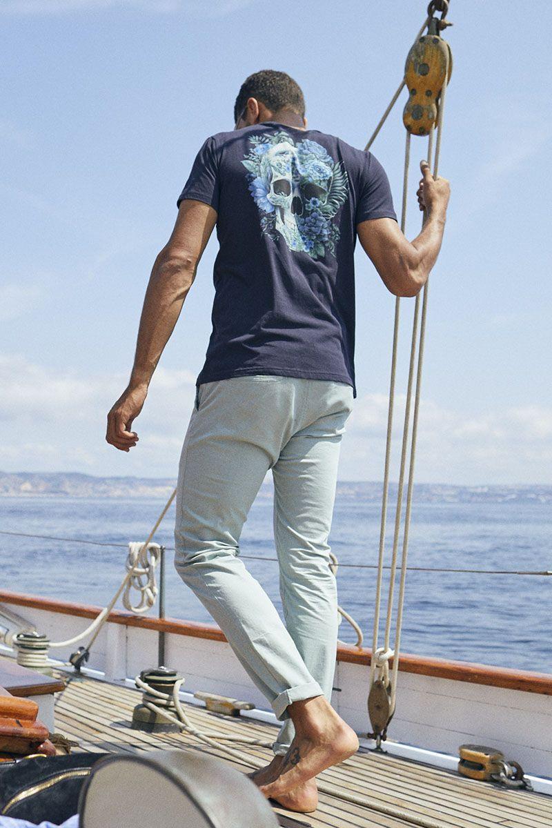 le temps des cerises Pantalon chino large Cesar vert d'eau