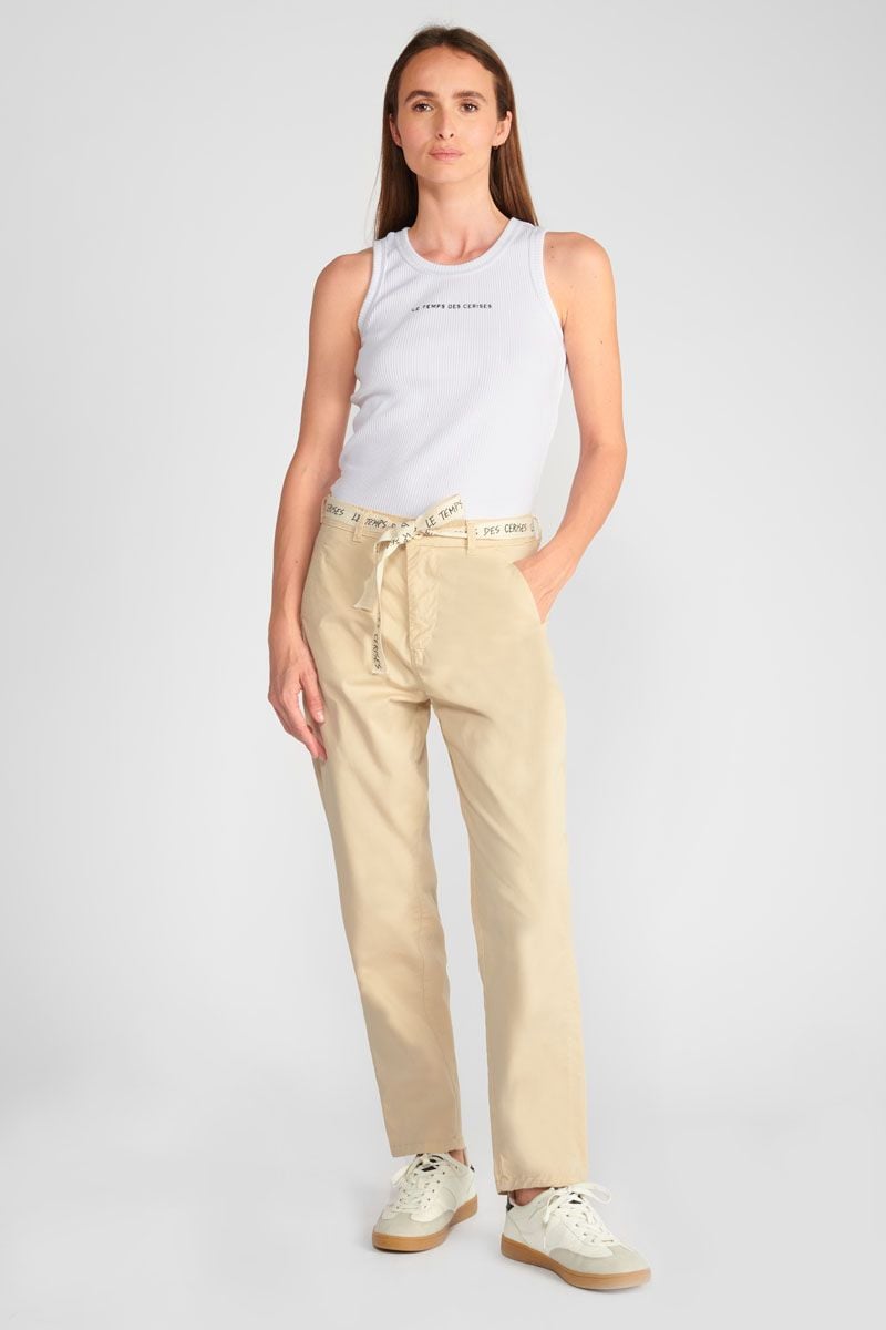 le temps des cerises Pantalon chino loose Arlo beige