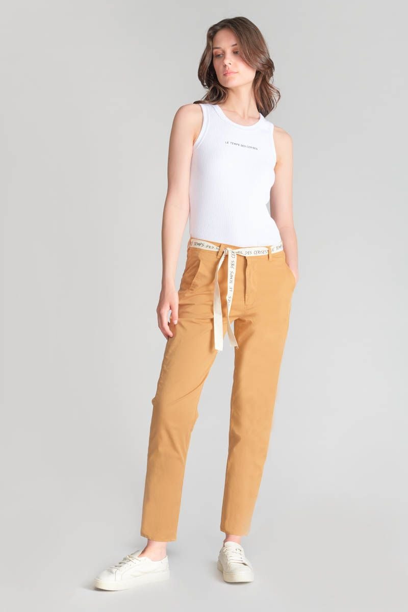 le temps des cerises Pantalon chino loose Arlo camel