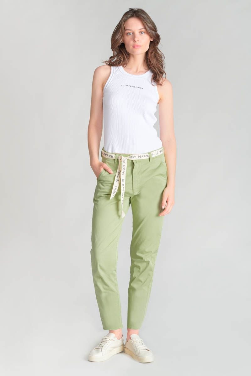 le temps des cerises Pantalon chino loose Arlo vert amande