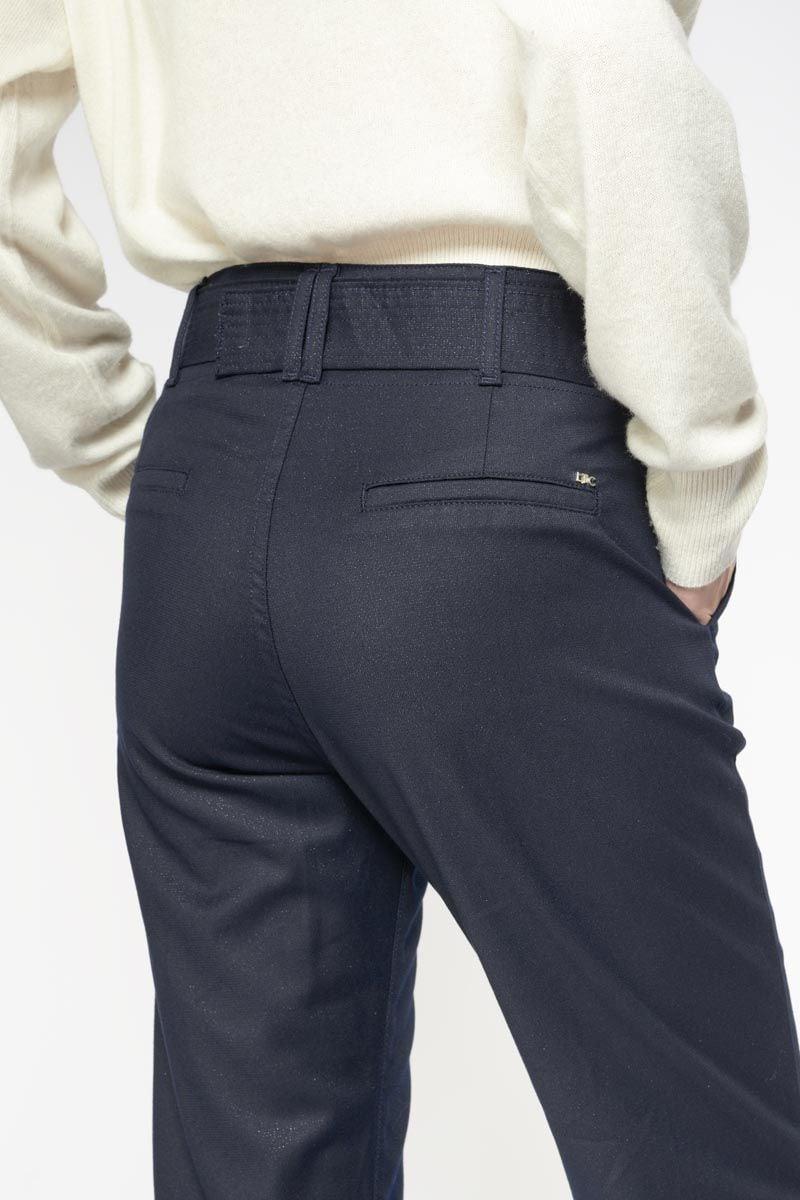 Le Temps Des Cerises Pantalon Chino Taille Haute Serena Bleu Marine à Paillettes