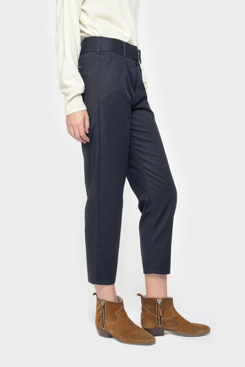 Le Temps Des Cerises Pantalon Chino Taille Haute Serena Bleu Marine à Paillettes