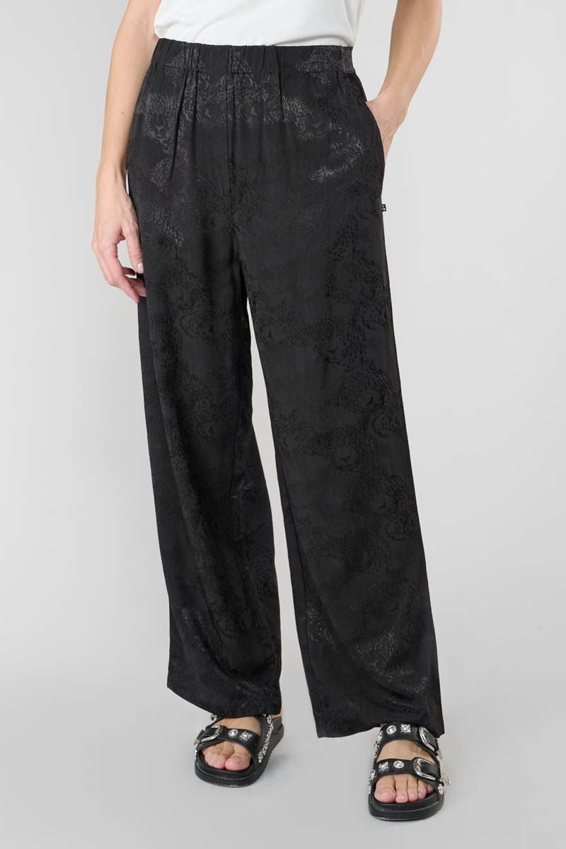 le temps des cerises Pantalon Clemati en jacquard noir