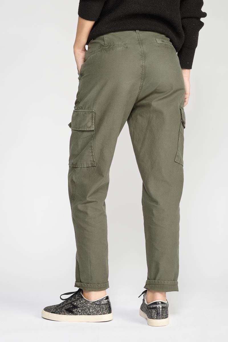 Le Temps Des Cerises Pantalon Cosy Army Kaki à Fermeture Asymétrique
