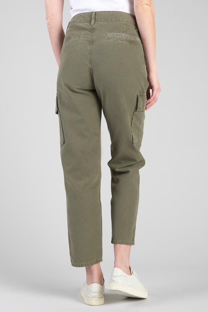 Le Temps Des Cerises Pantalon Cosy Army Kaki Foncé à Fermeture Asymétrique