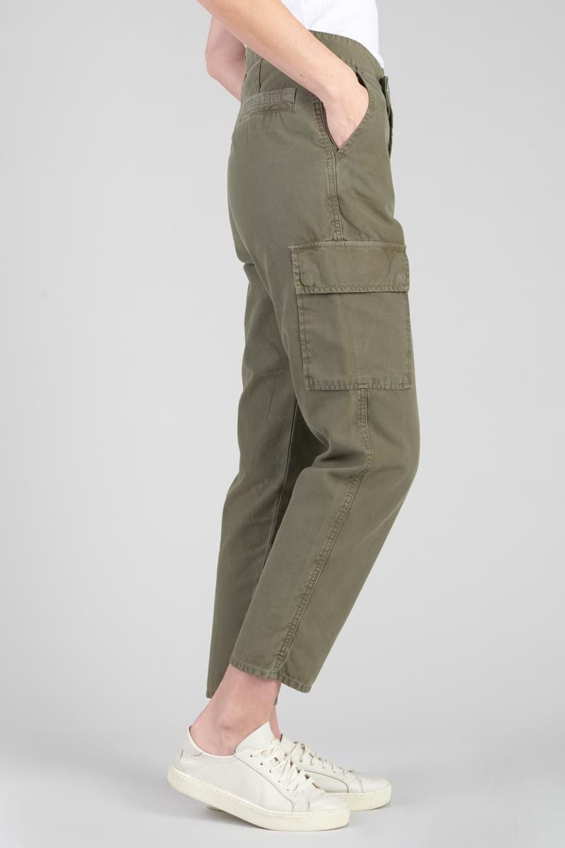 Le Temps Des Cerises Pantalon Cosy Army Kaki Foncé à Fermeture Asymétrique
