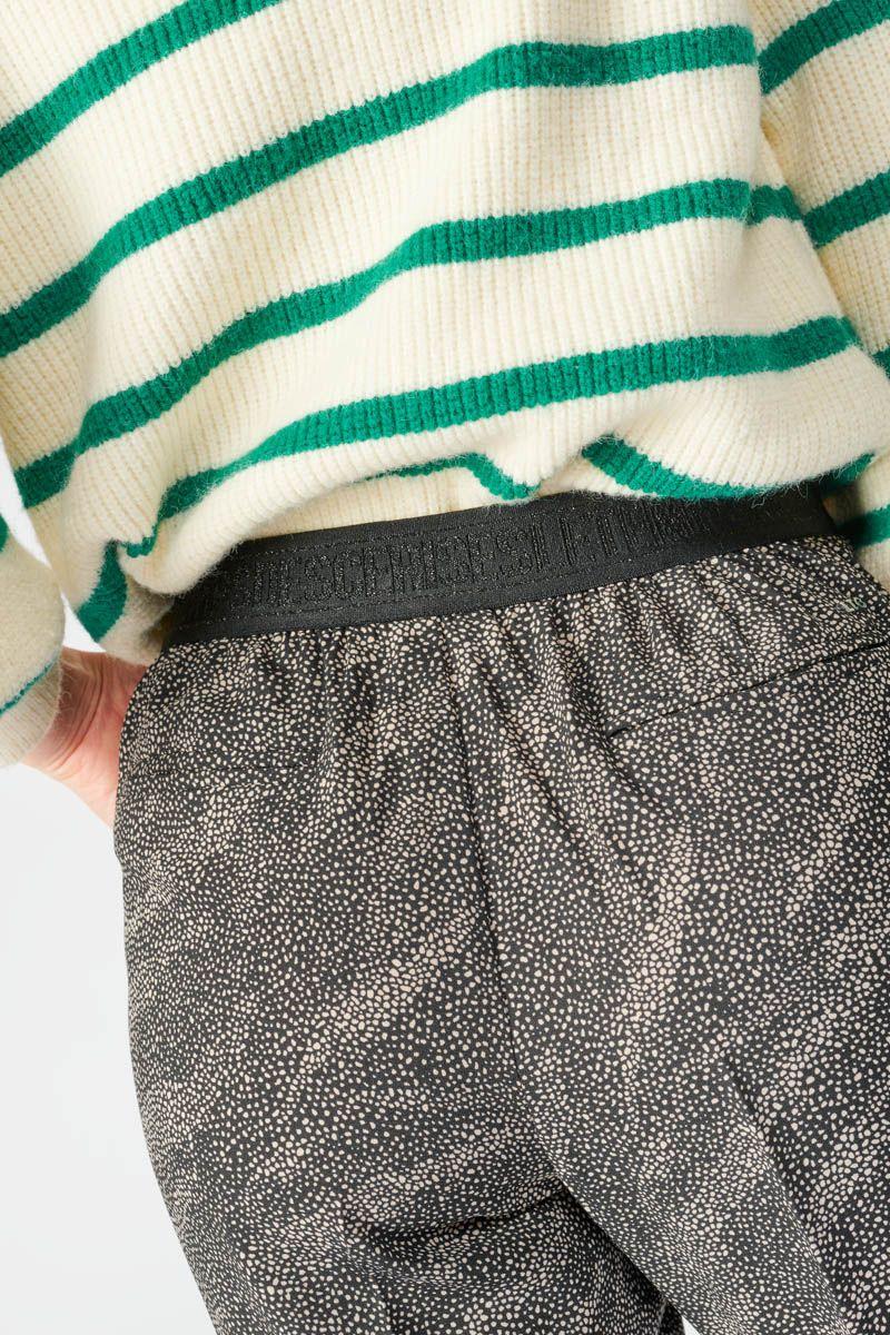 Le Temps Des Cerises Pantalon Dorina Noir à Motif Animalier