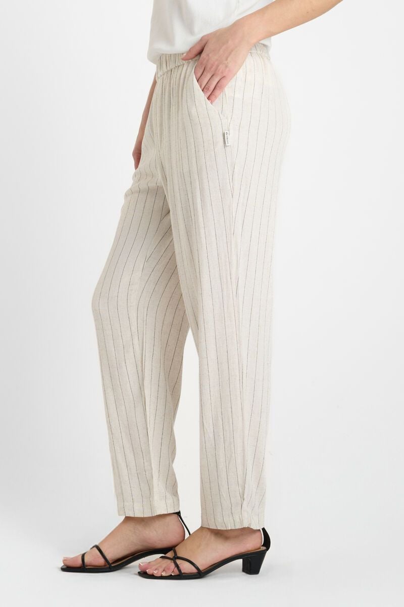 Le Temps Des Cerises Pantalon En Lin Mélangé Oliver Crème à Rayures