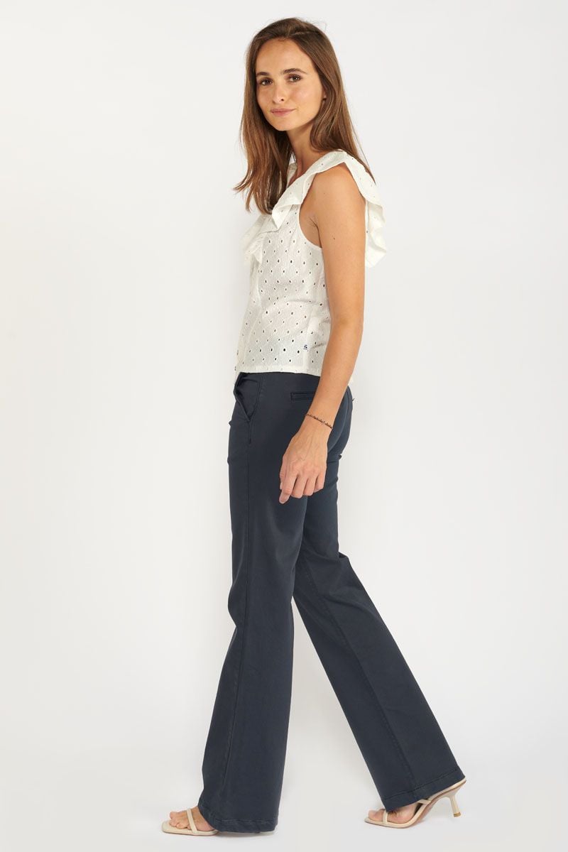 Le Temps Des Cerises Pantalon Flare Joelle Bleu Nuit