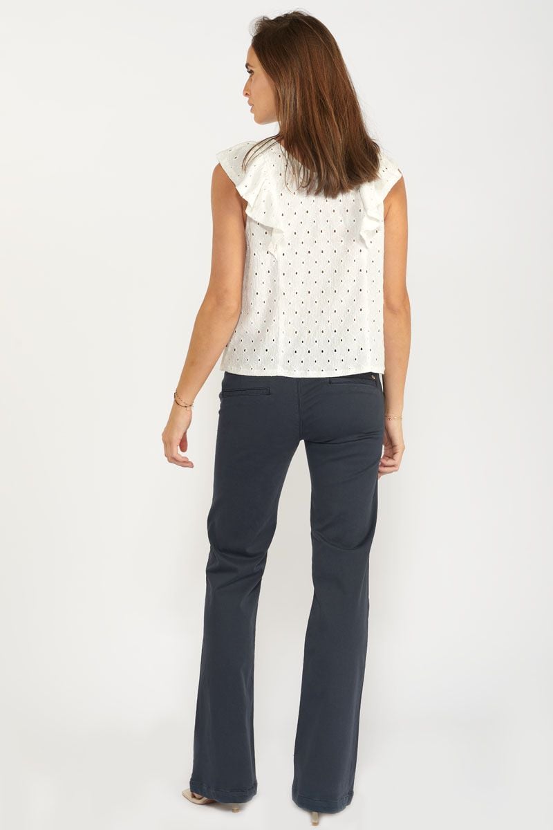 Le Temps Des Cerises Pantalon Flare Joelle Bleu Nuit