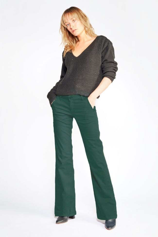 Le Temps Des Cerises Pantalon Flare Joelle Vert Sapin