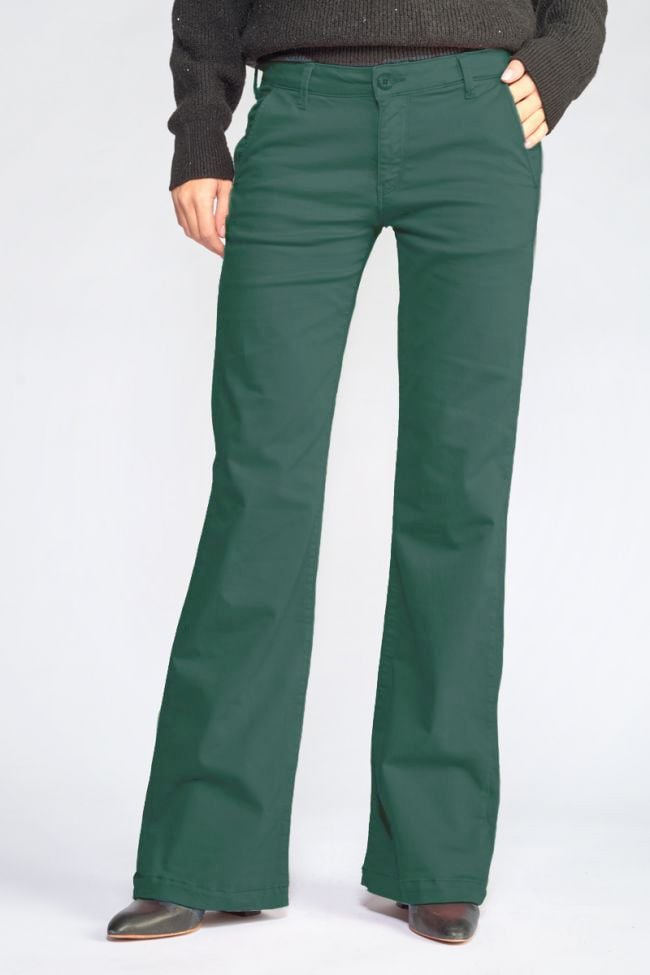 le temps des cerises Pantalon Flare Joelle vert sapin