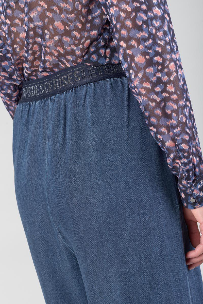 Le Temps Des Cerises Pantalon Fluide Jane En Tencel Bleu Denim