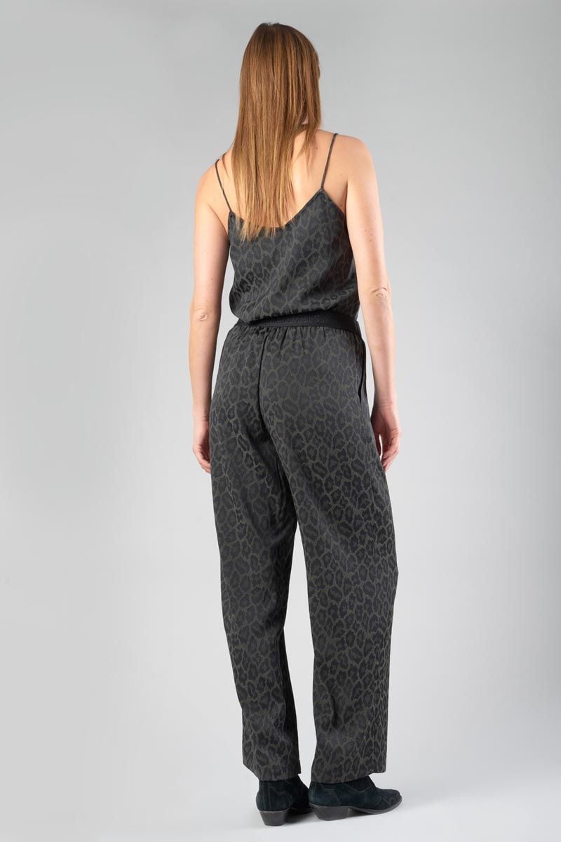 Le Temps Des Cerises Pantalon Fluide Kloe En Jacquard Léopard