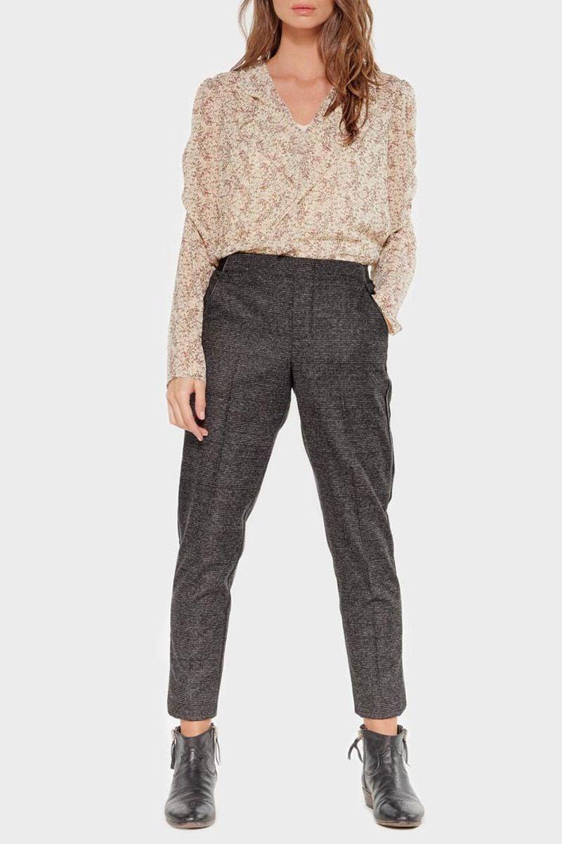 Le Temps Des Cerises Pantalon Guilia à Carreaux Gris