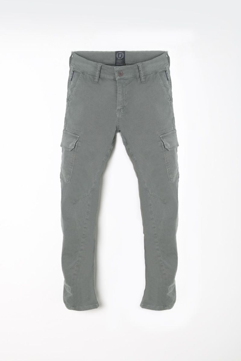 le temps des cerises Pantalon Kalvin tapered arqué vert-gris