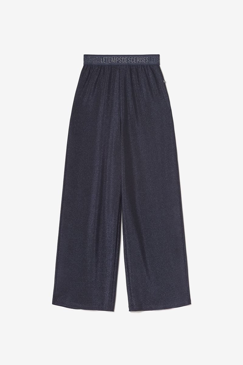 Le Temps Des Cerises Pantalon Large Beagi Bleu Irisé