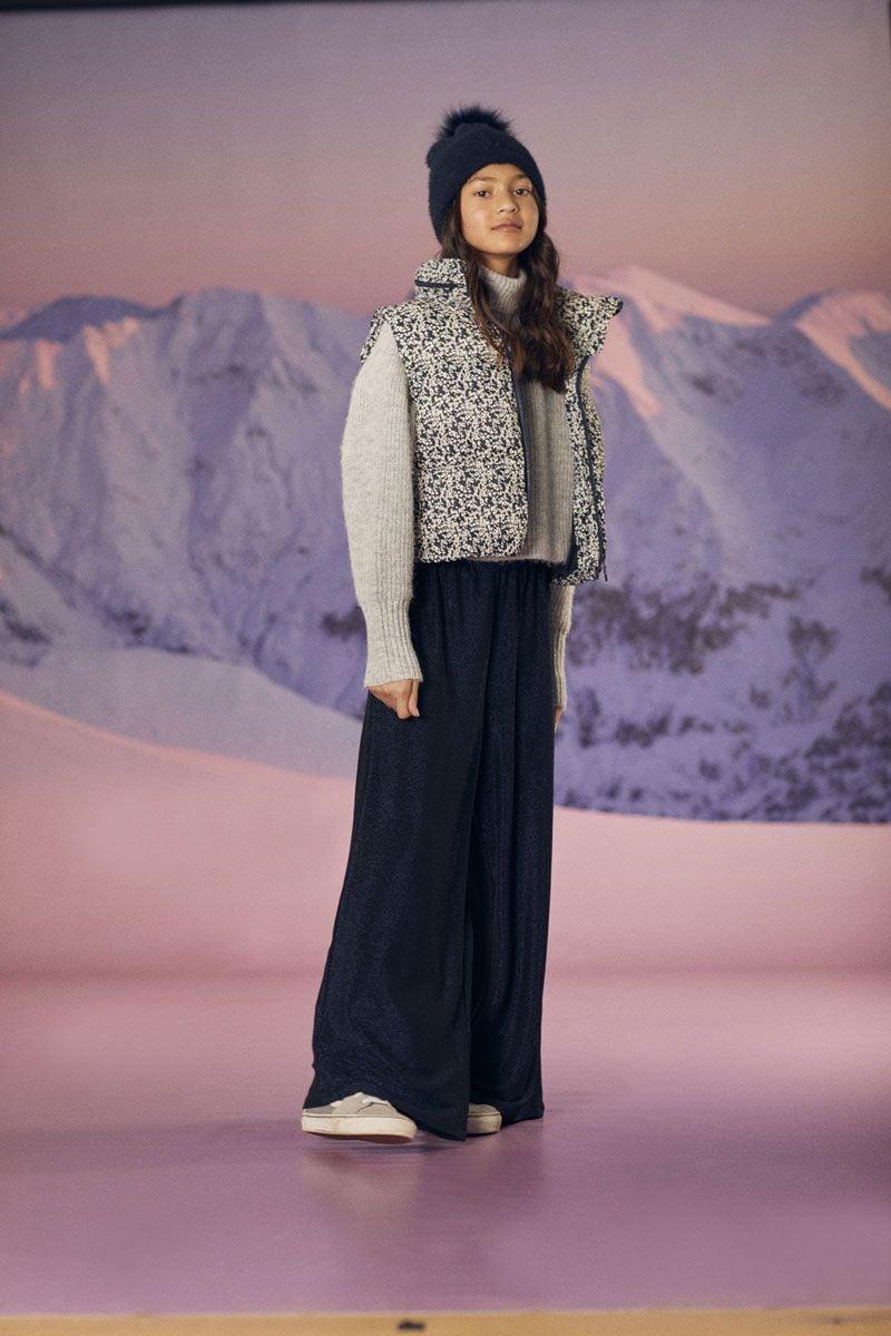 le temps des cerises Pantalon large Beagi bleu irisé