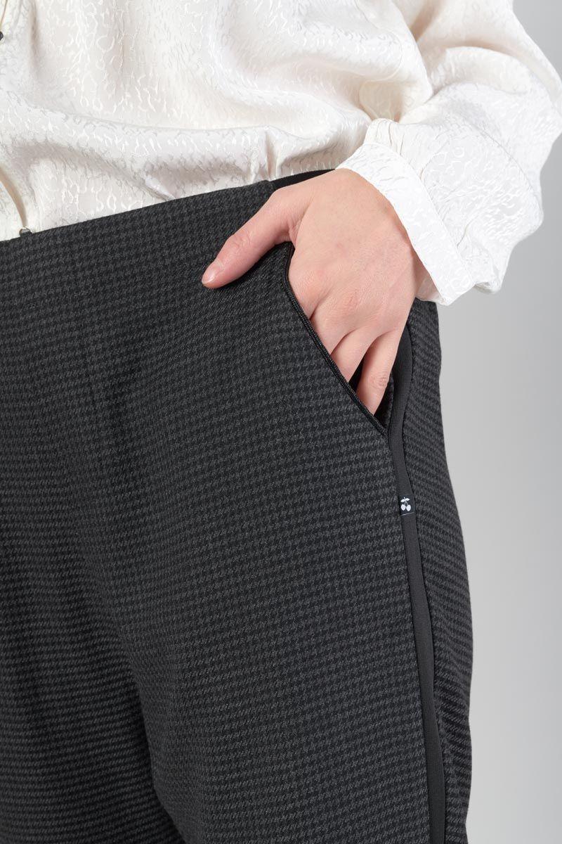 Le Temps Des Cerises Pantalon Layken Gris à Motif Pied De Poule