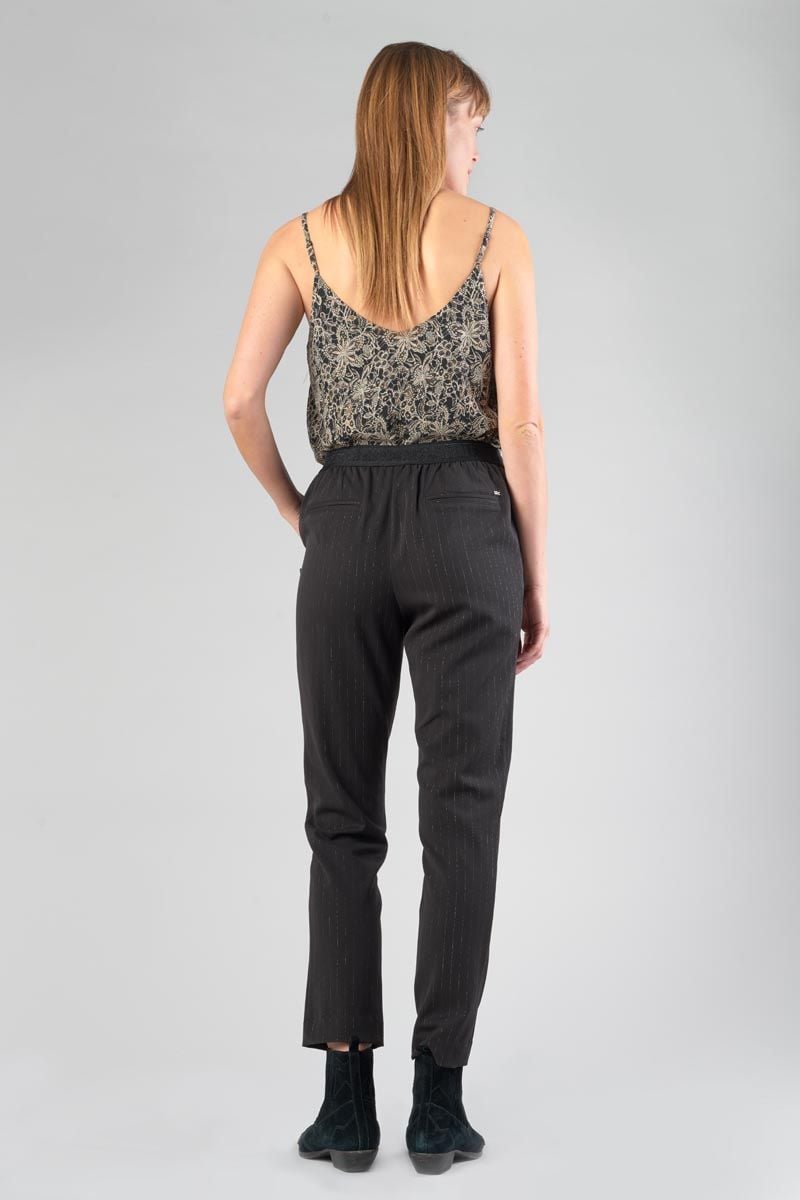 Le Temps Des Cerises Pantalon Livia Noir à Fermeture Asymétrique