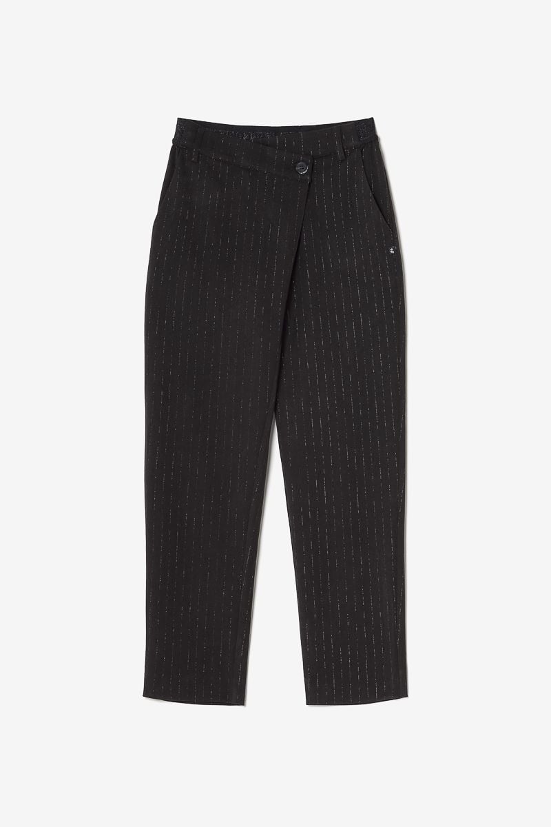 le temps des cerises Pantalon Liviagi noir à rayures