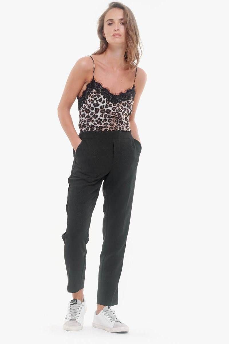 le temps des cerises Pantalon Magy noir à paillettes