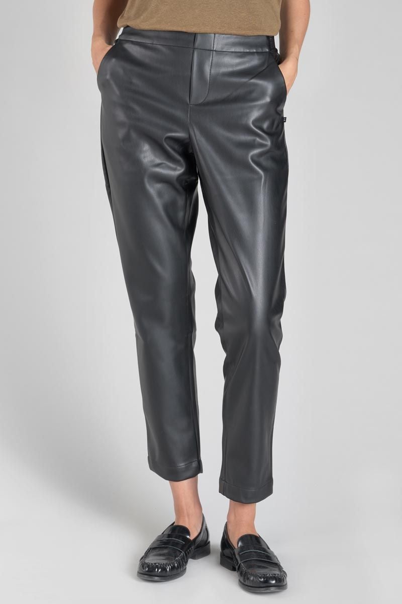 Le Temps Des Cerises Pantalon Mineta En Simili Cuir Noir