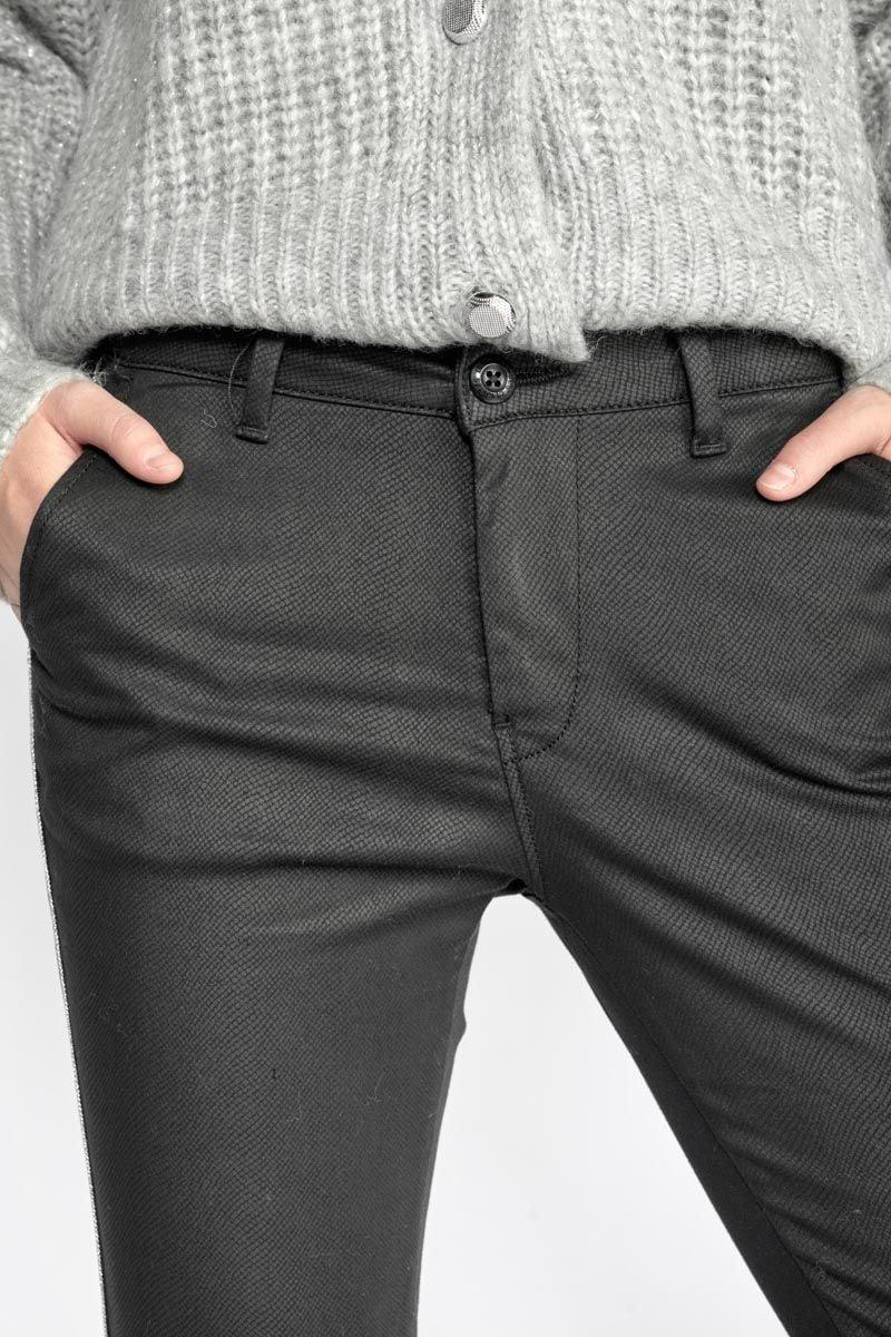 Le Temps Des Cerises Pantalon Naja à Motif Python Noir