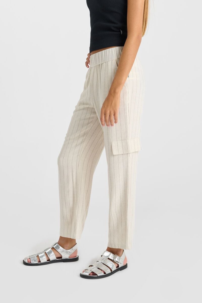 Le Temps Des Cerises Pantalon Olivergi Crème à Rayures