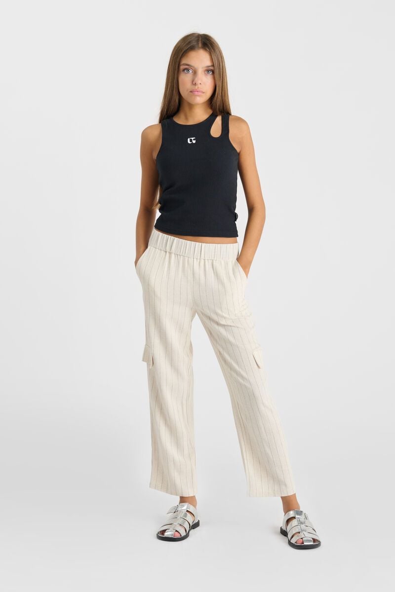 le temps des cerises Pantalon Olivergi crème à rayures