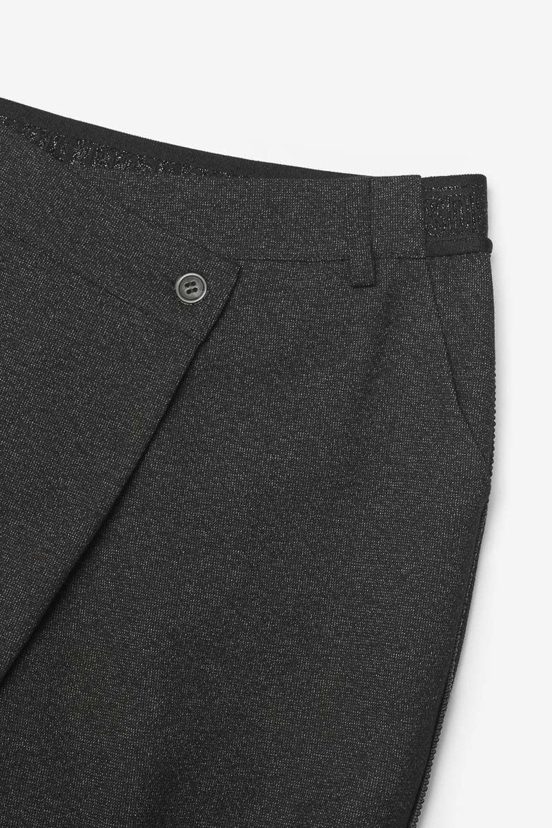 Le Temps Des Cerises Pantalon Rockogi Noir Chiné à Fermeture Asymétrique