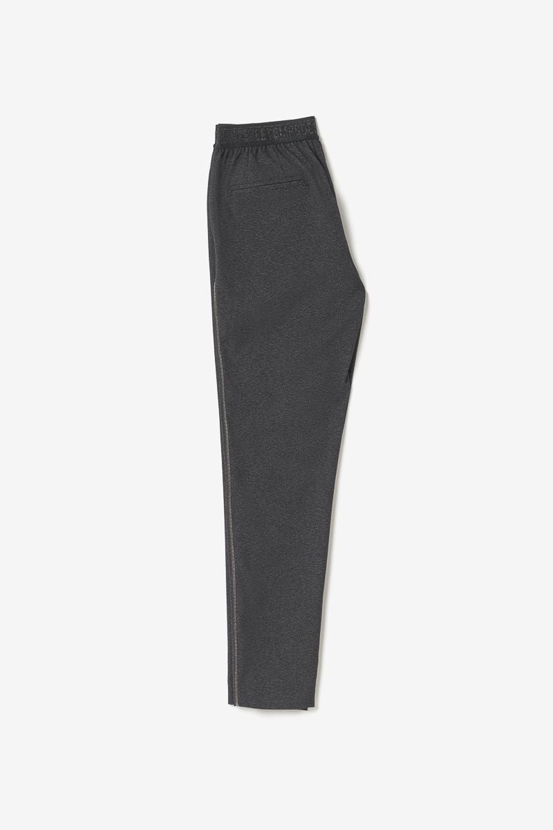Le Temps Des Cerises Pantalon Rockogi Noir Chiné à Fermeture Asymétrique