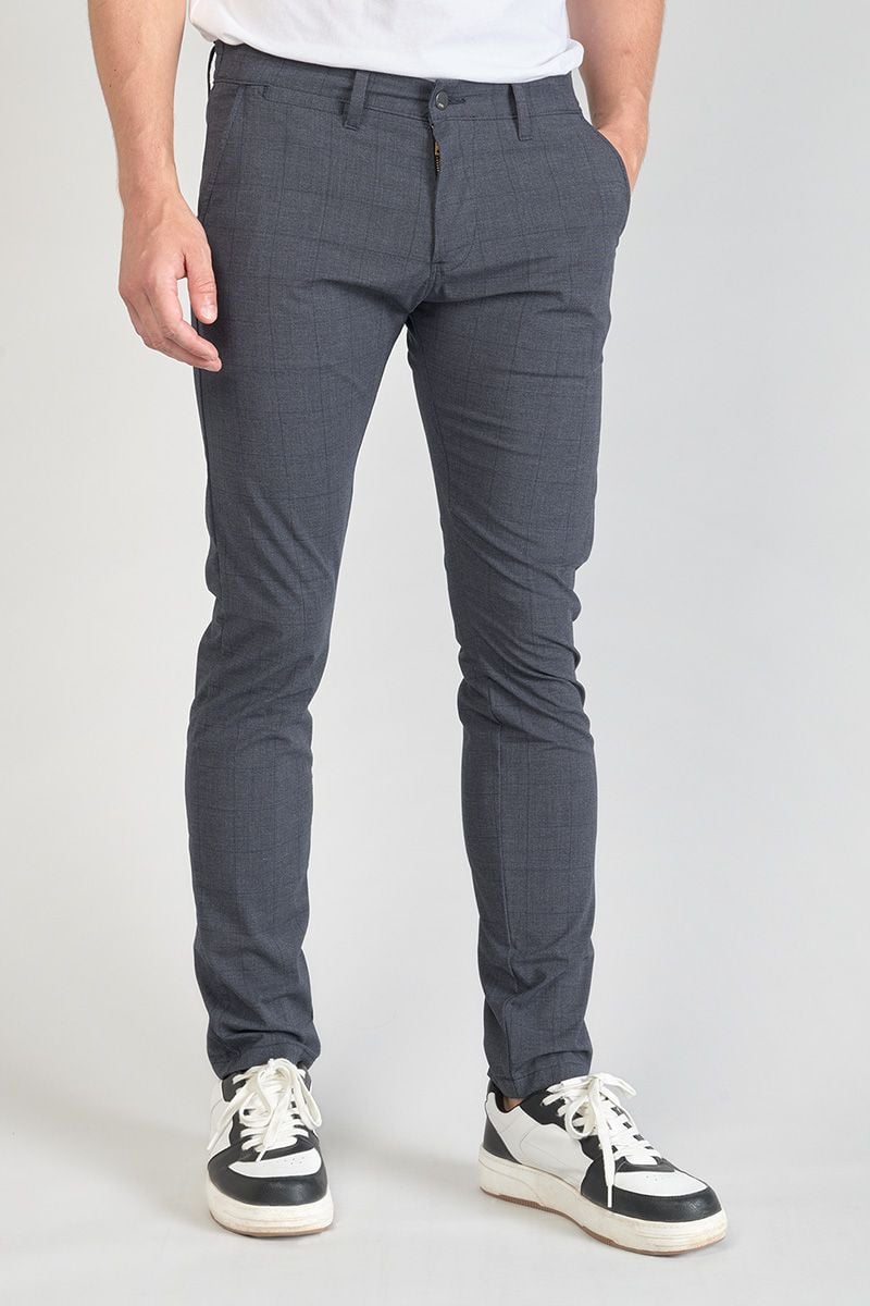 le temps des cerises Pantalon Skunk à carreaux bleus
