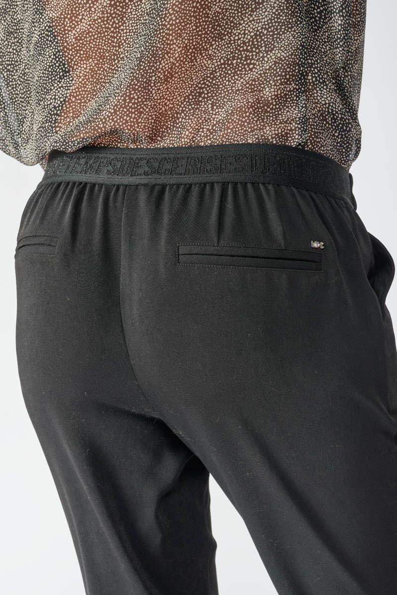 Le Temps Des Cerises Pantalon Zefira Noir à Fermeture Asymétrique
