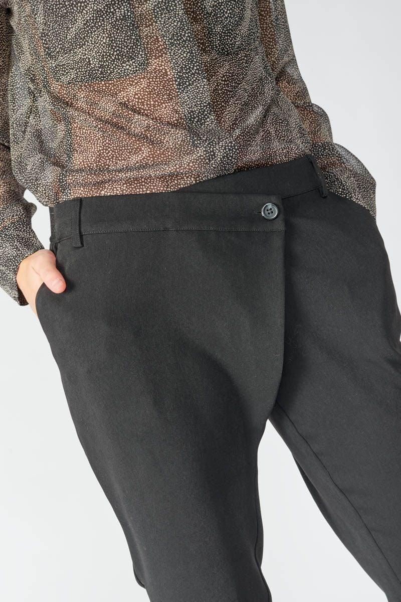 Le Temps Des Cerises Pantalon Zefira Noir à Fermeture Asymétrique