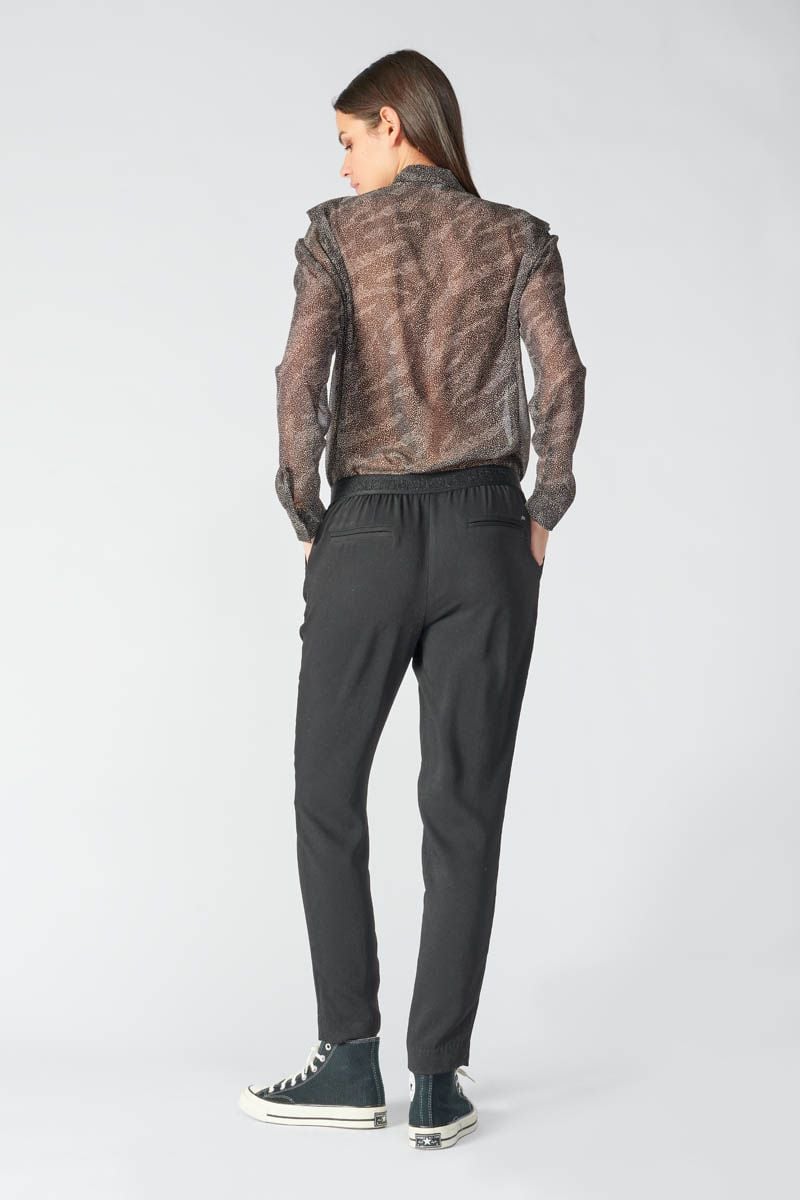 Le Temps Des Cerises Pantalon Zefira Noir à Fermeture Asymétrique