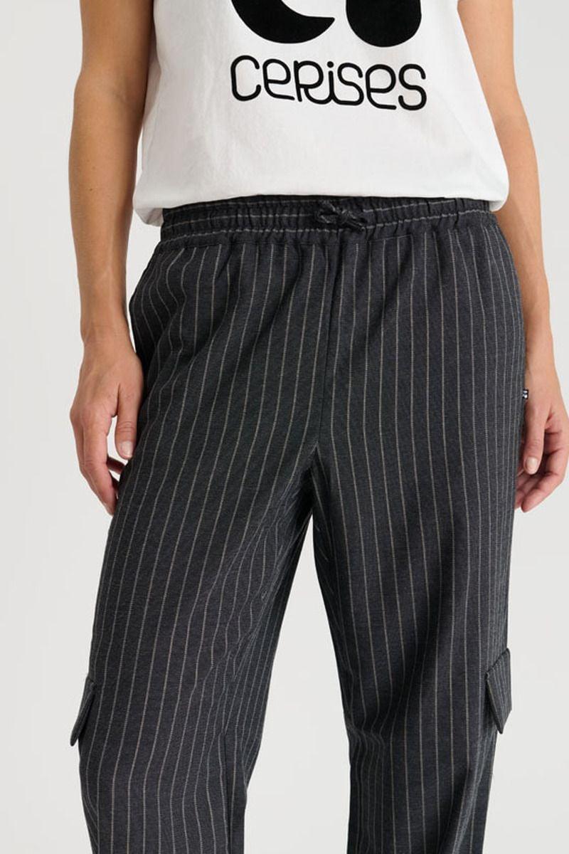 Le Temps Des Cerises Pantalon Zitagi Gris à Rayures