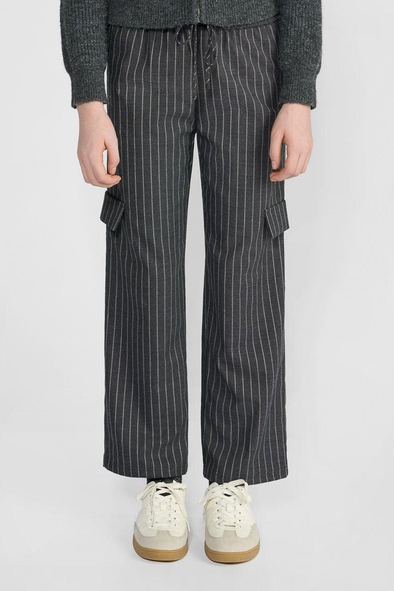le temps des cerises Pantalon Zitagi gris à rayures